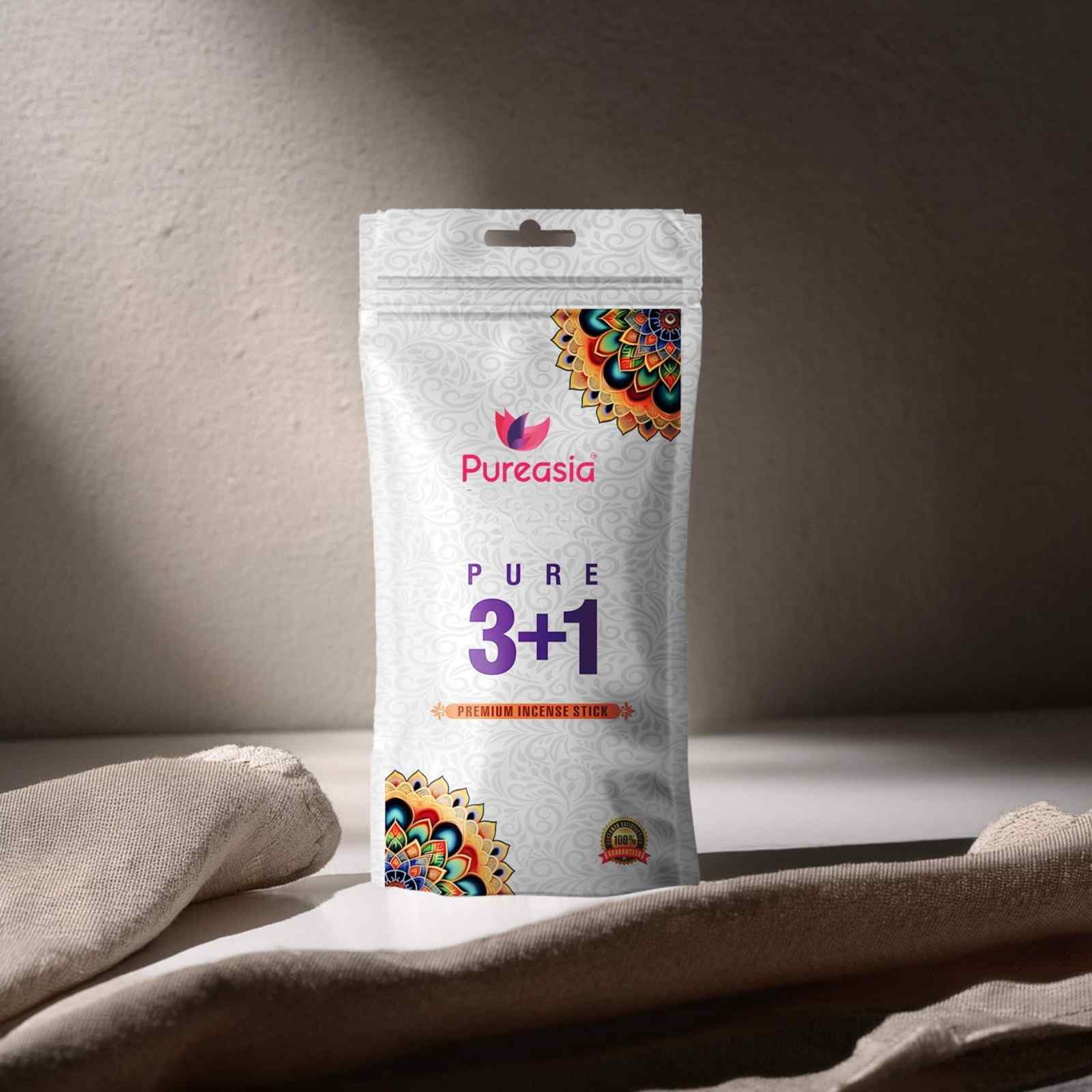 3+1 Triangle Incense Sticks 120Gm – Premium Agarbatti by Pure Asia