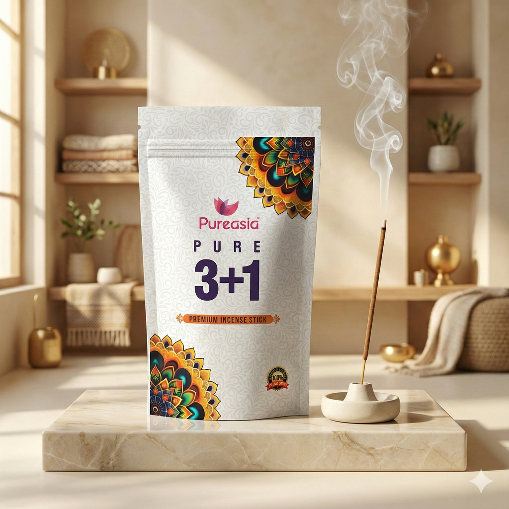 3+1 Triangle Incense Sticks 120Gm – Premium Agarbatti by Pure Asia