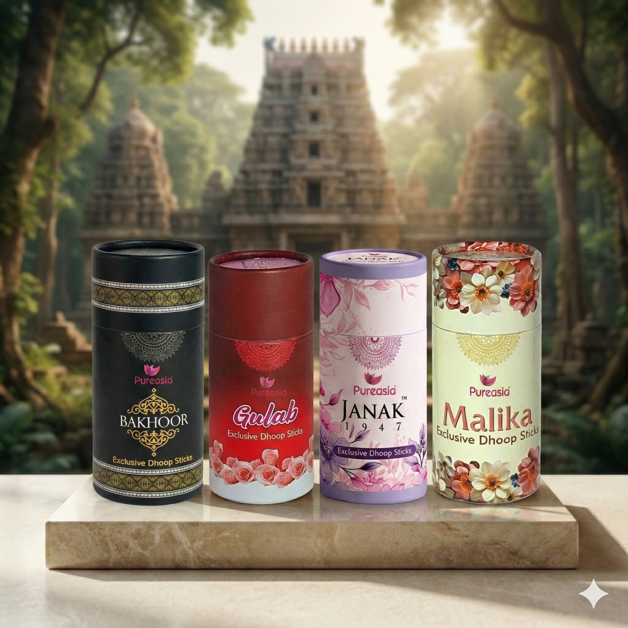 Dhoop Sticks Combo of 4 (BGJM) – Premium Fragrance Set by Pure Asia