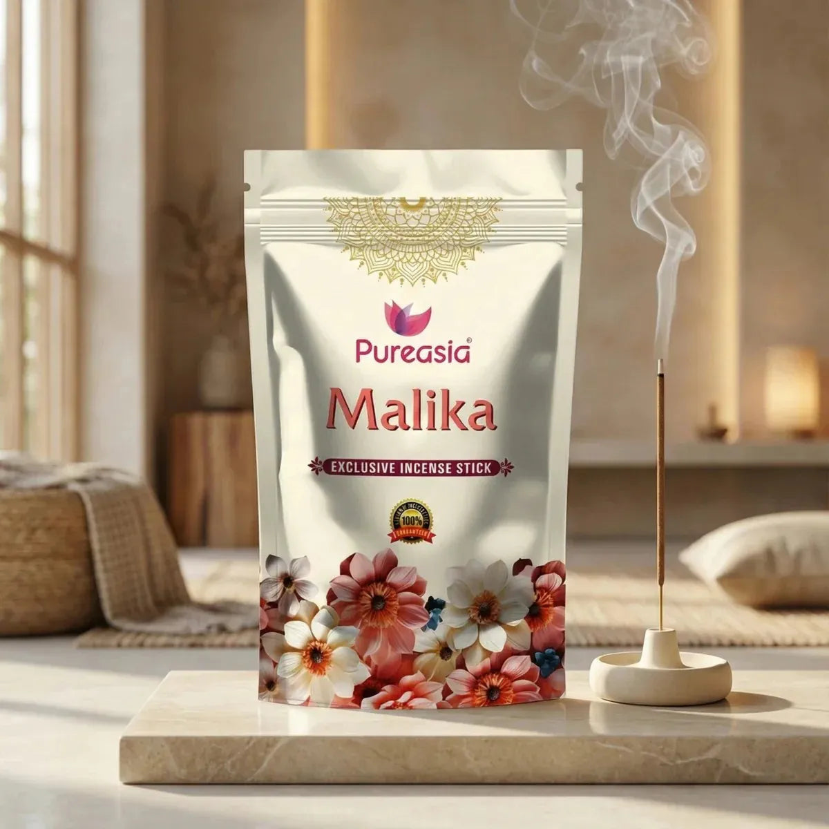 Malika Long Lasting Incense Sticks 120g  Charcoal-Free Bamboo-Less Agarbatti – Pure Asia