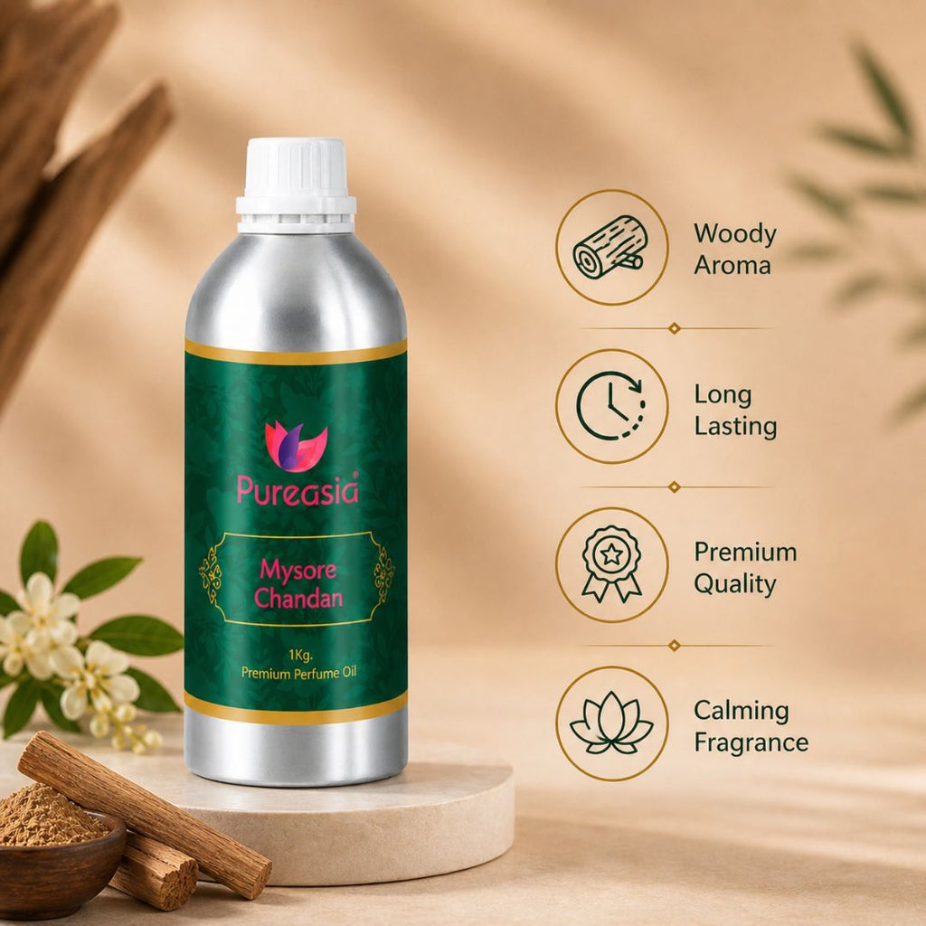 Mysore Chandan Perfume Oil | Premium Sandalwood Aroma Oil for Attar & Diffuser – Pureasia