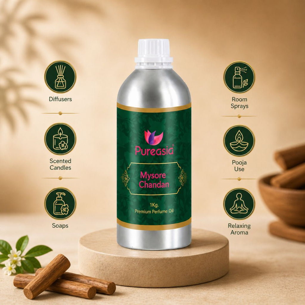 Mysore Chandan Perfume Oil | Premium Sandalwood Aroma Oil for Attar & Diffuser – Pureasia