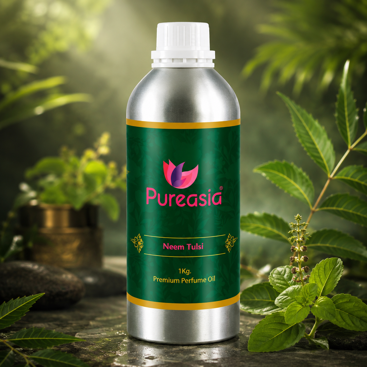 Neem Tulsi Fragrance Oil 1Kg | Herbal Fresh Aroma for Diffusers & Home Spaces – Pureasia