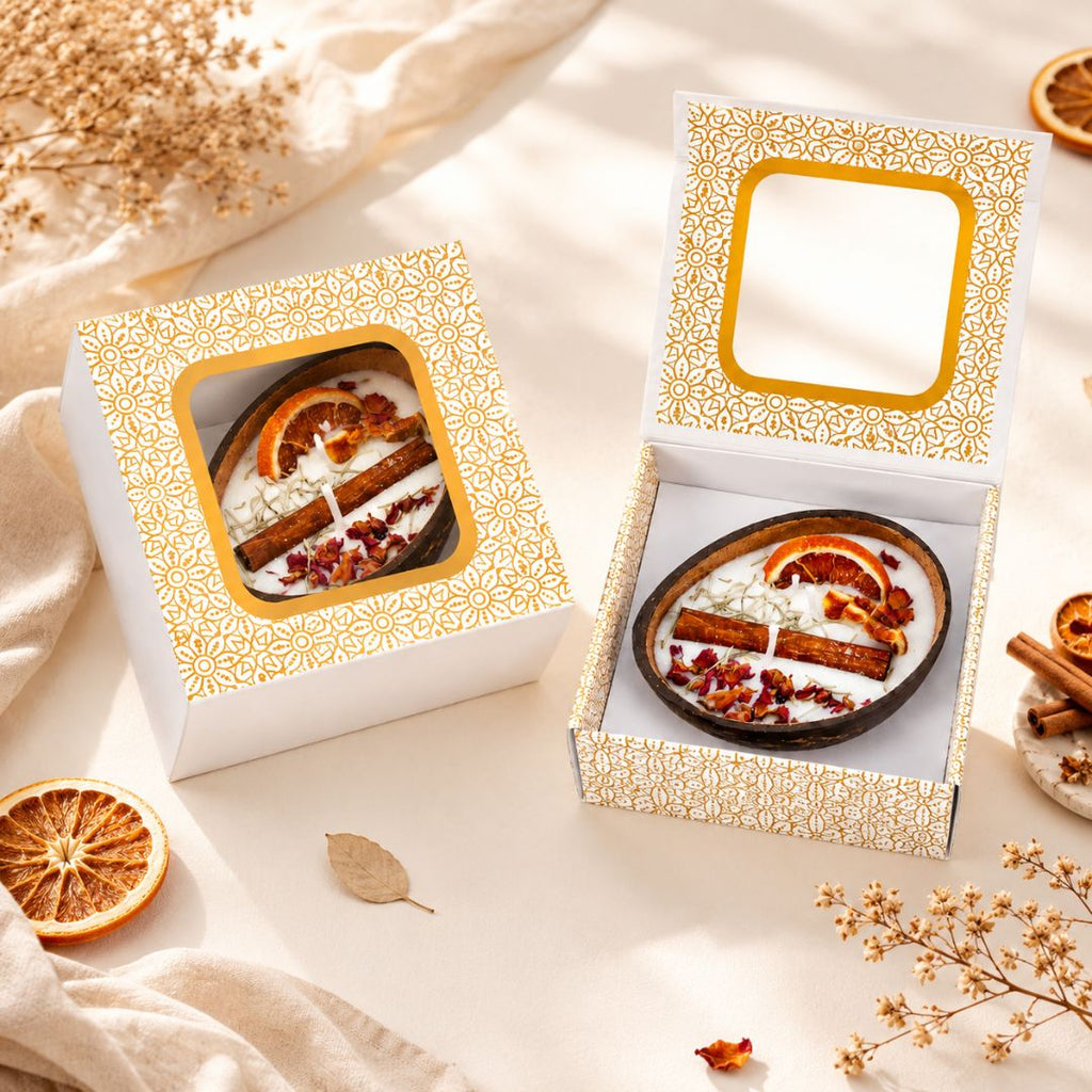 Orange & Cinnamon Coconut Shell Candle | Gift Candle | Pureasia