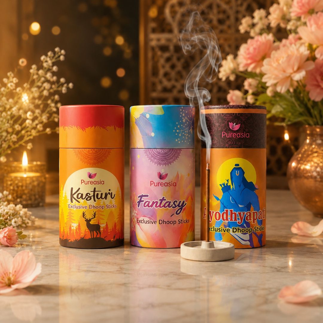 Premium Dhoop Sticks Combo Pack  Fantasy, Kasturi & Ayodhyapal Ritual Fragrance Set – Pure Asia