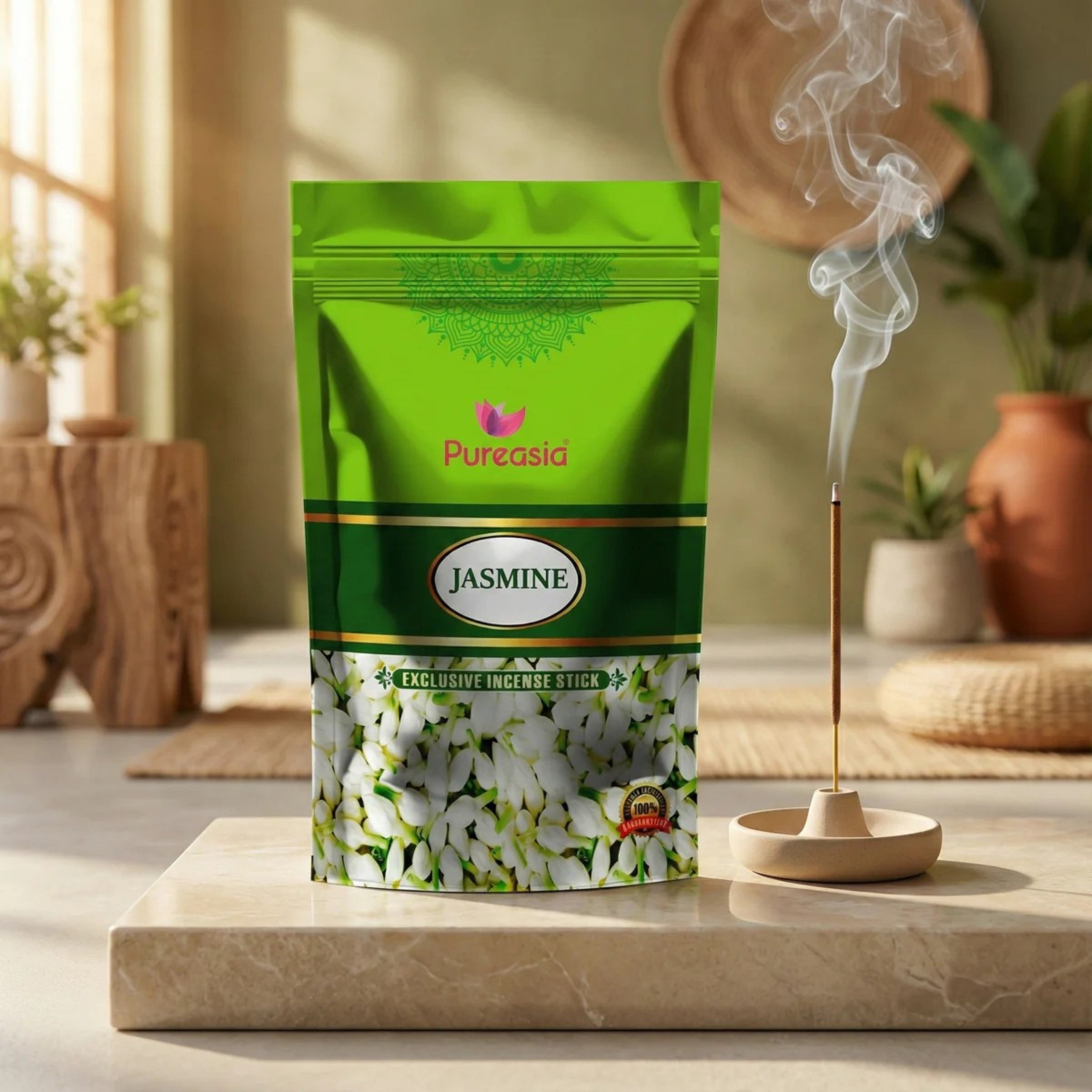 Pure Asia Jasmine Agarbatti Zipper Pouch 120g – Incense Sticks