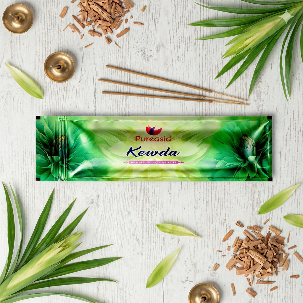 Pure Asia Kewda Agarbatti Zipper Small Pouch 22g – Incense Sticks