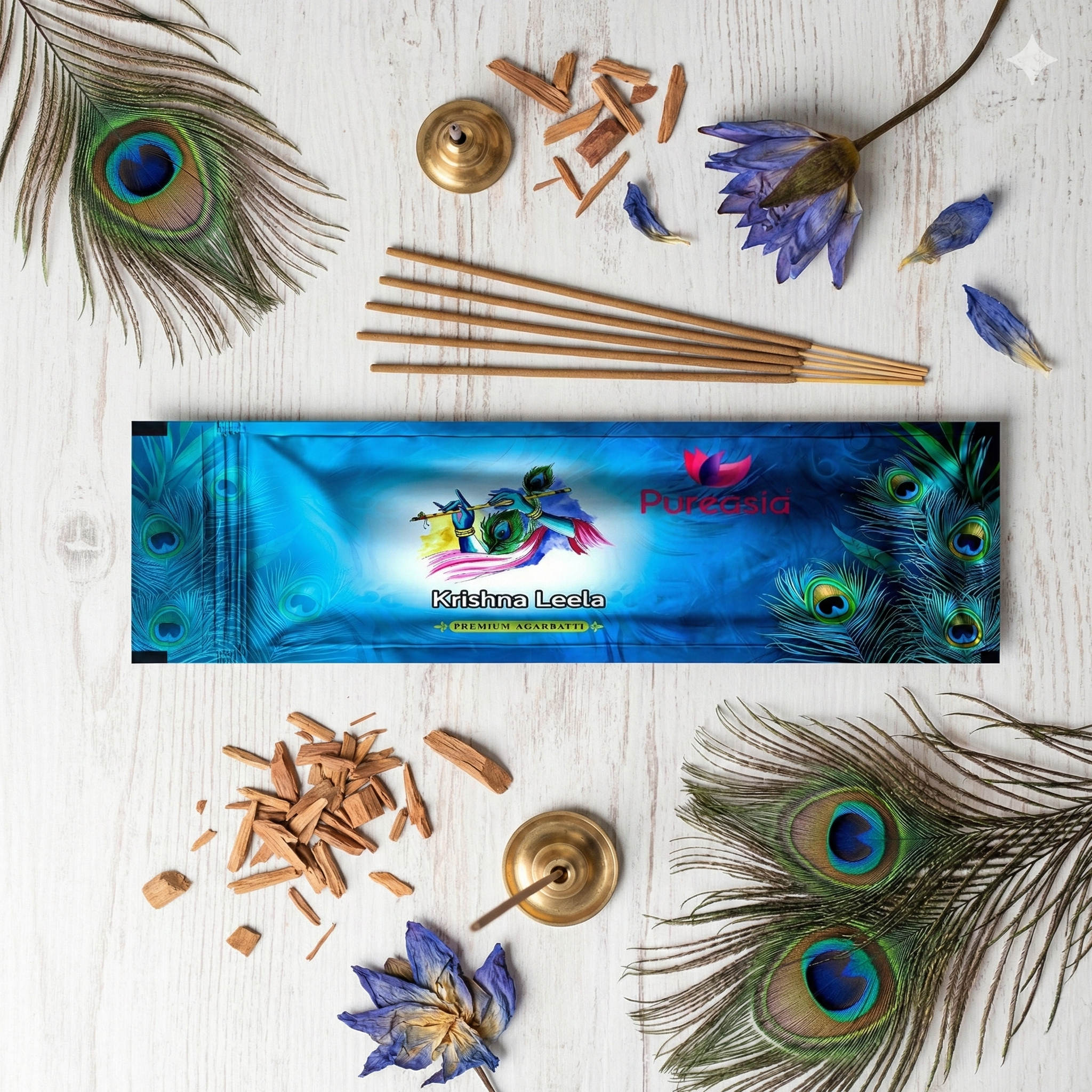 Pure Asia Krishna Leela Agarbatti Zipper Small Pouch 22g – Incense Sticks