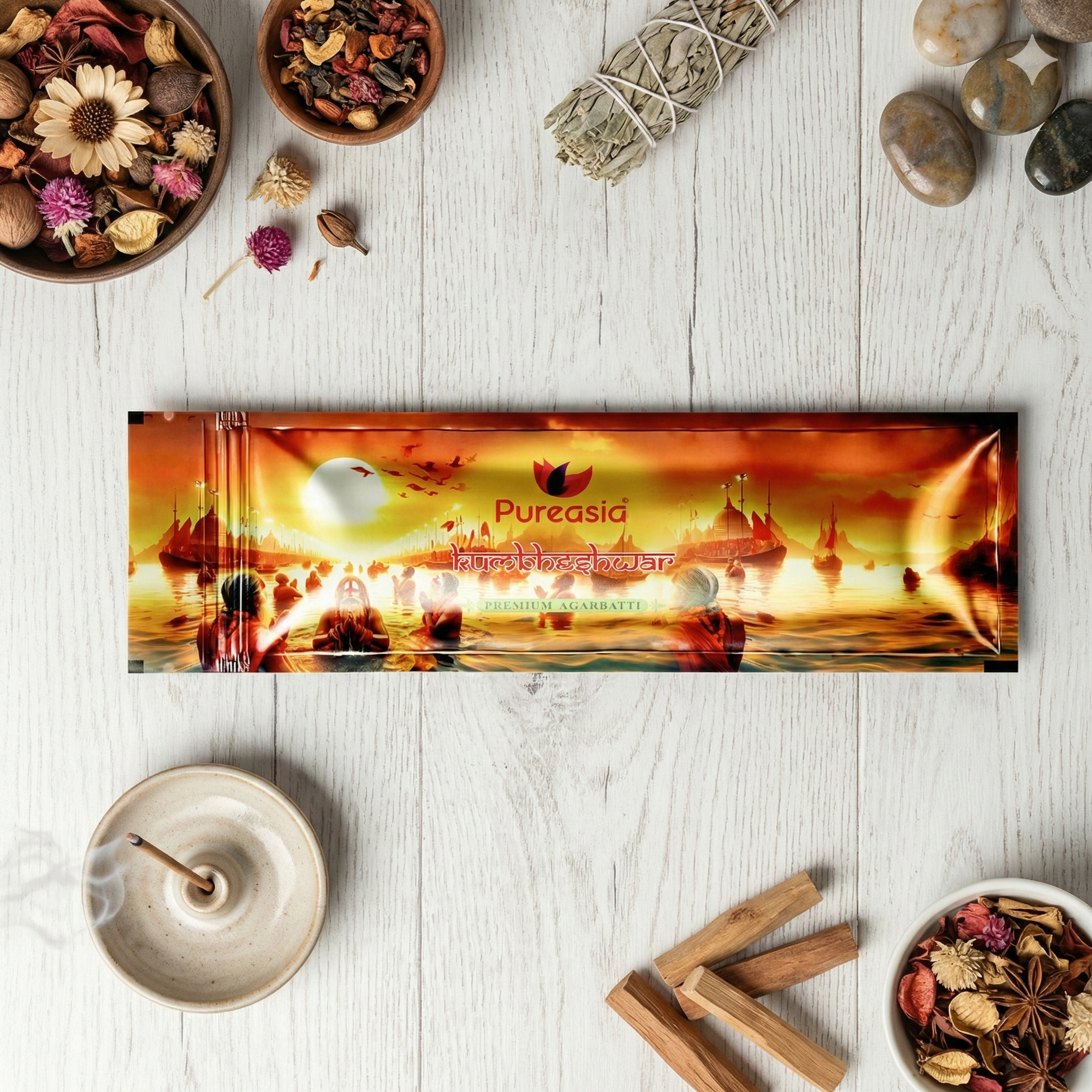 Pure Asia Kubheswar Agarbatti Zipper Small Pouch 22g – Incense Sticks