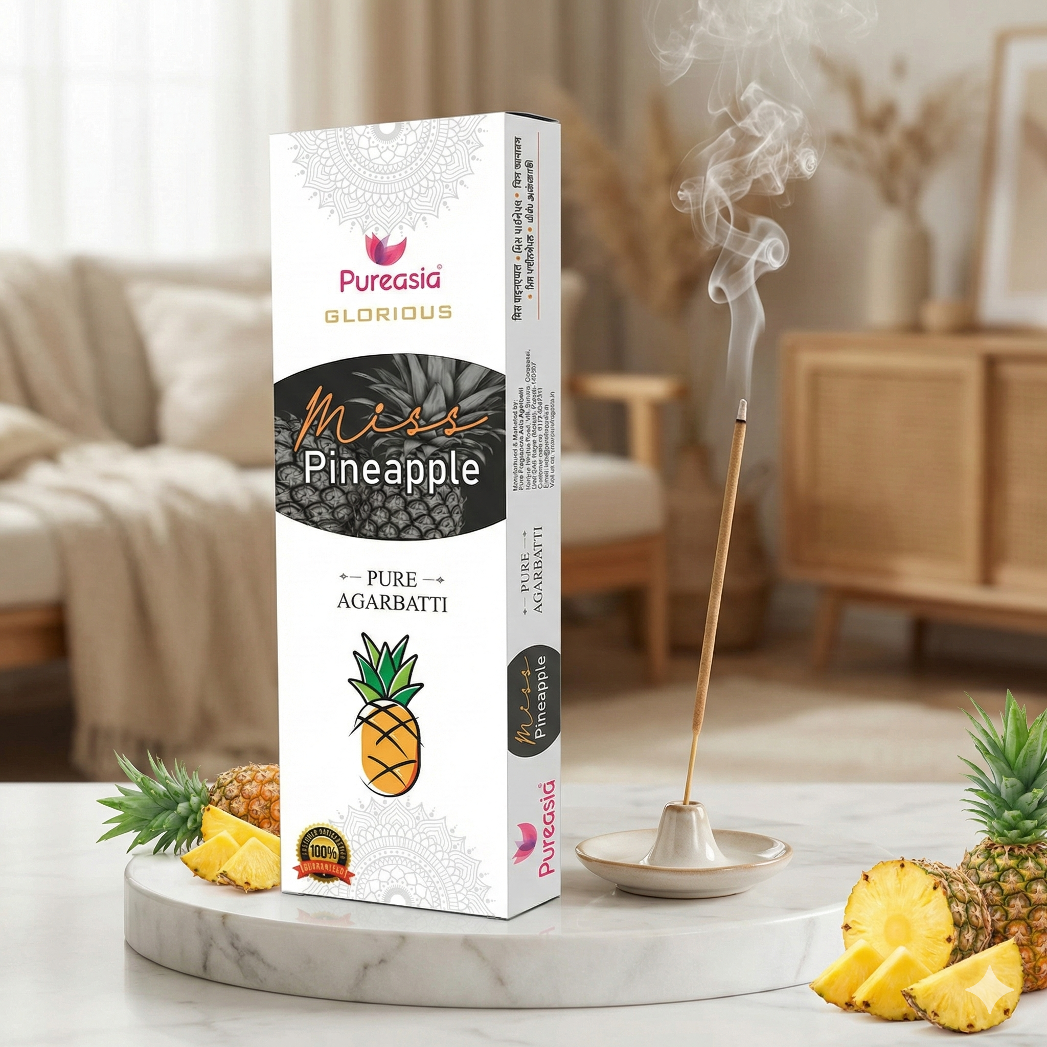 Pure Asia Ms. Pineapple Incense Sticks 150g – Premium Agarbatti