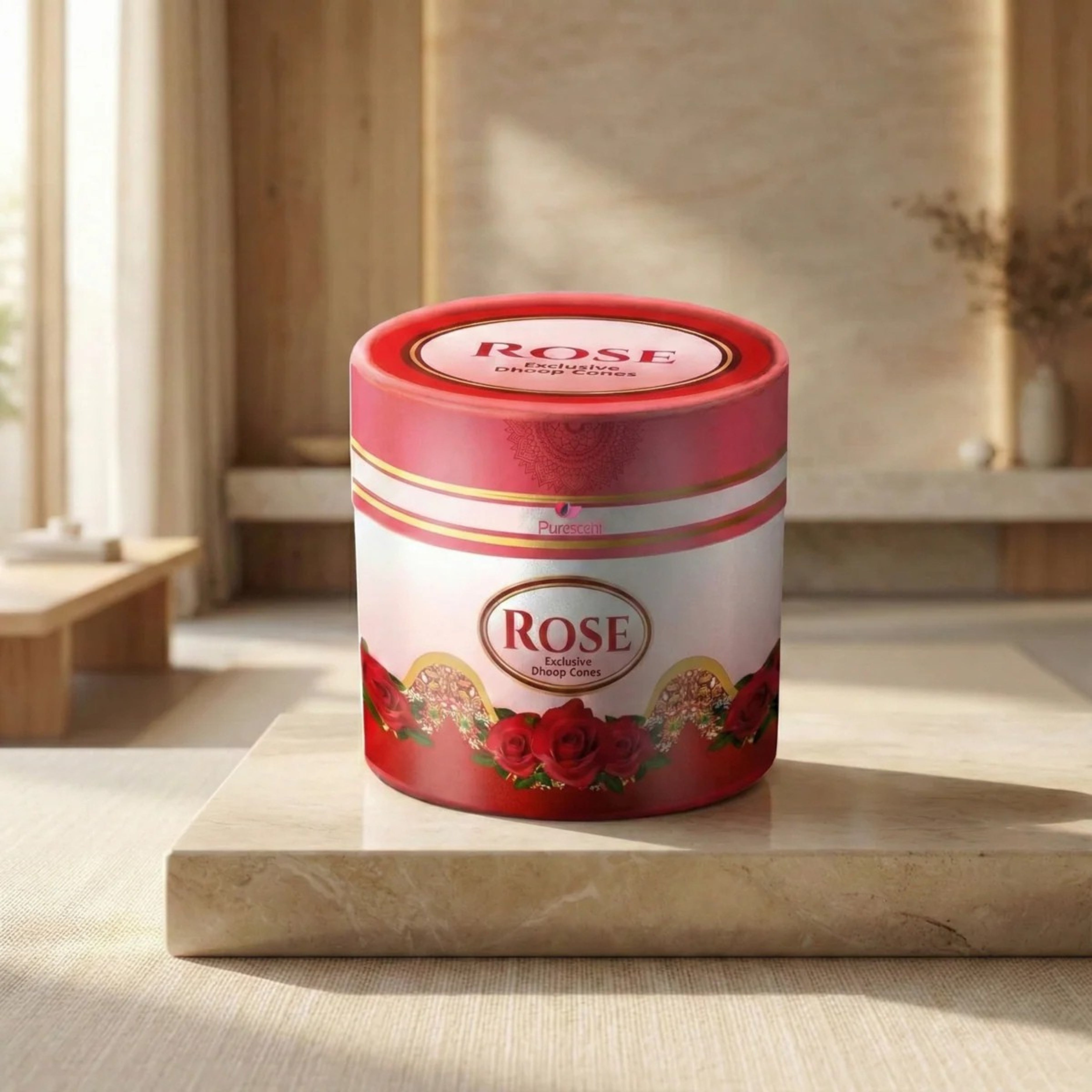 Pure Asia Rose Dhoop Cone Canister 200g – Bambooless Premium Cones