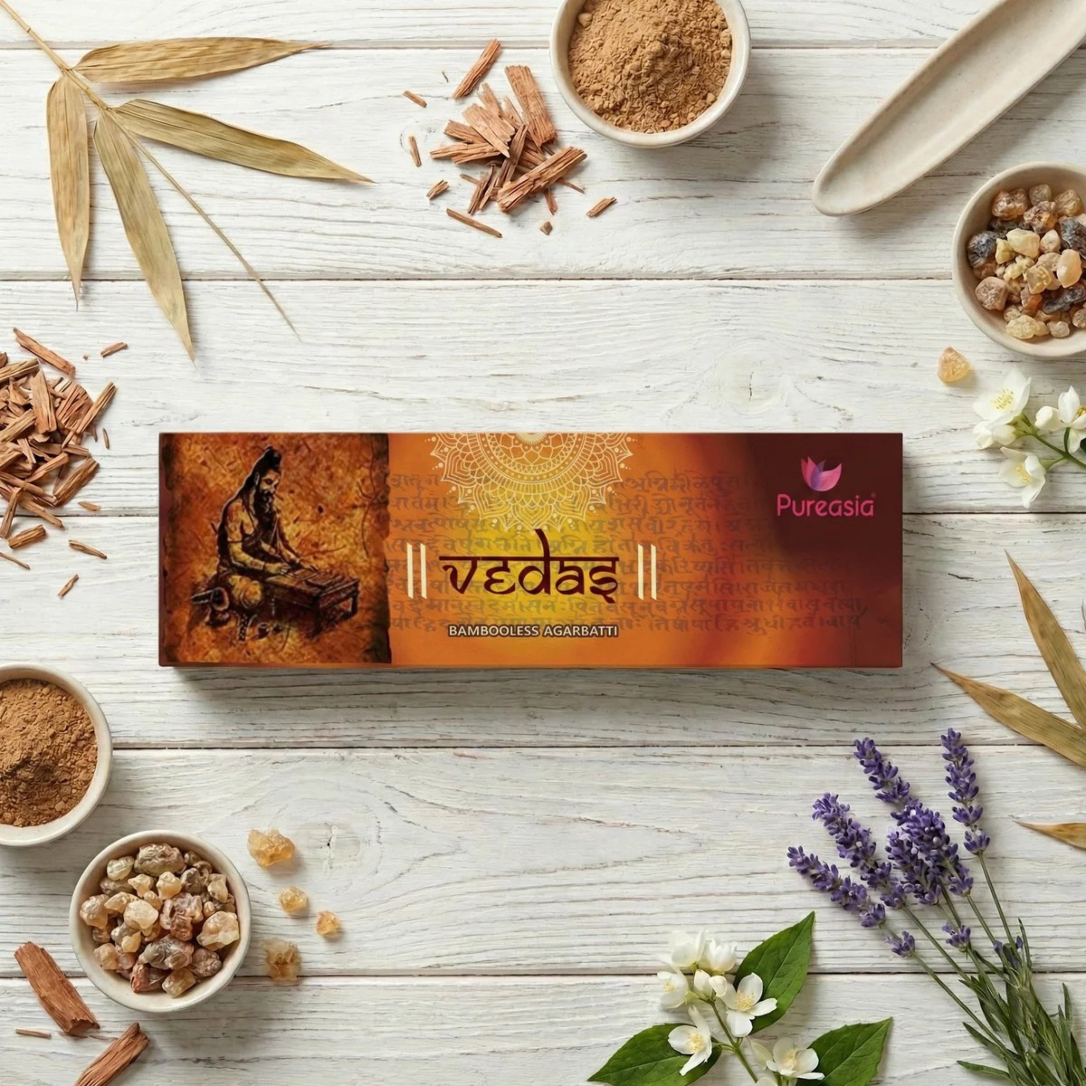 Pure Asia Vedas Bambooless Incense Sticks 75g – Premium Agarbatti