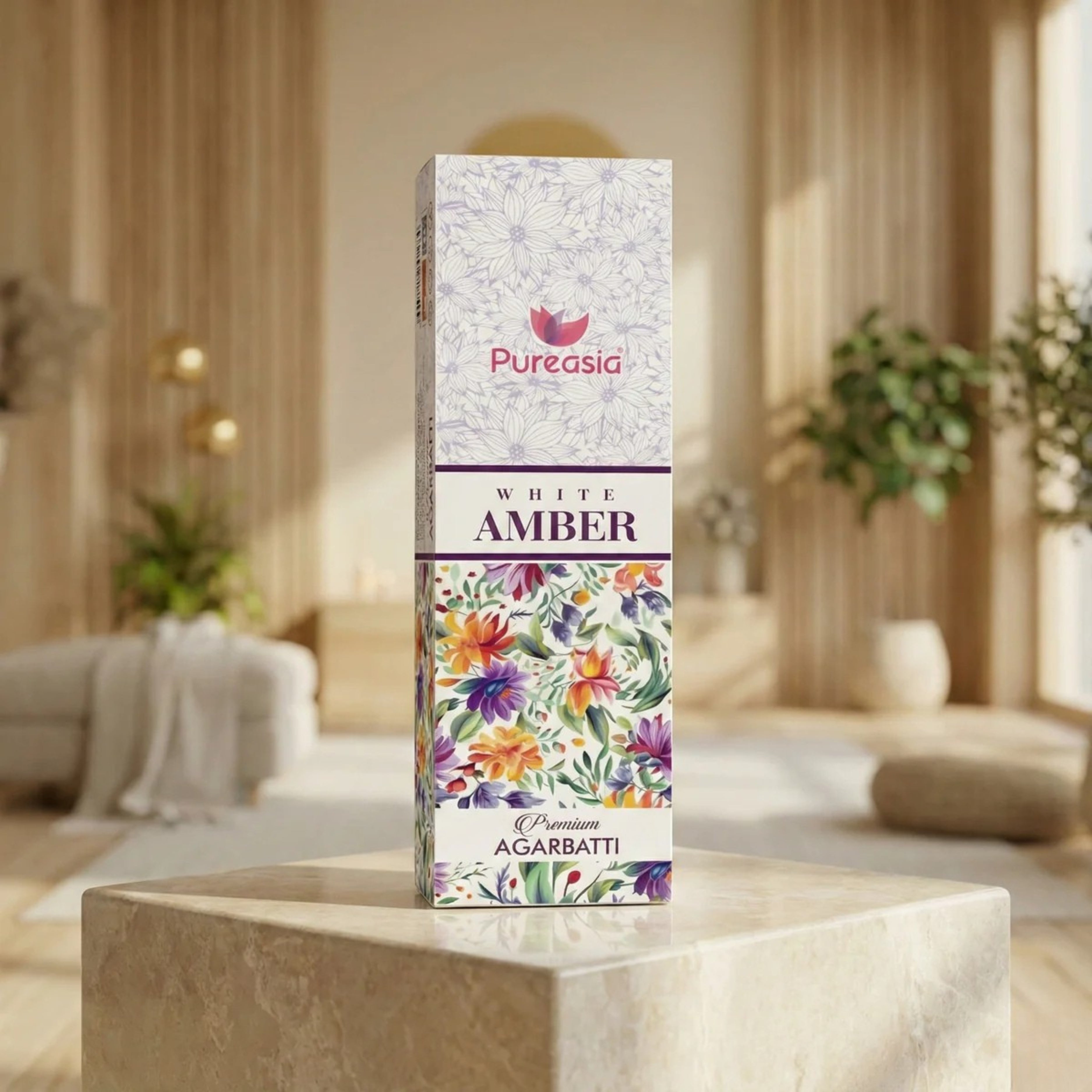 Pure Asia White Amber Incense Sticks 250g – Premium Agarbatti
