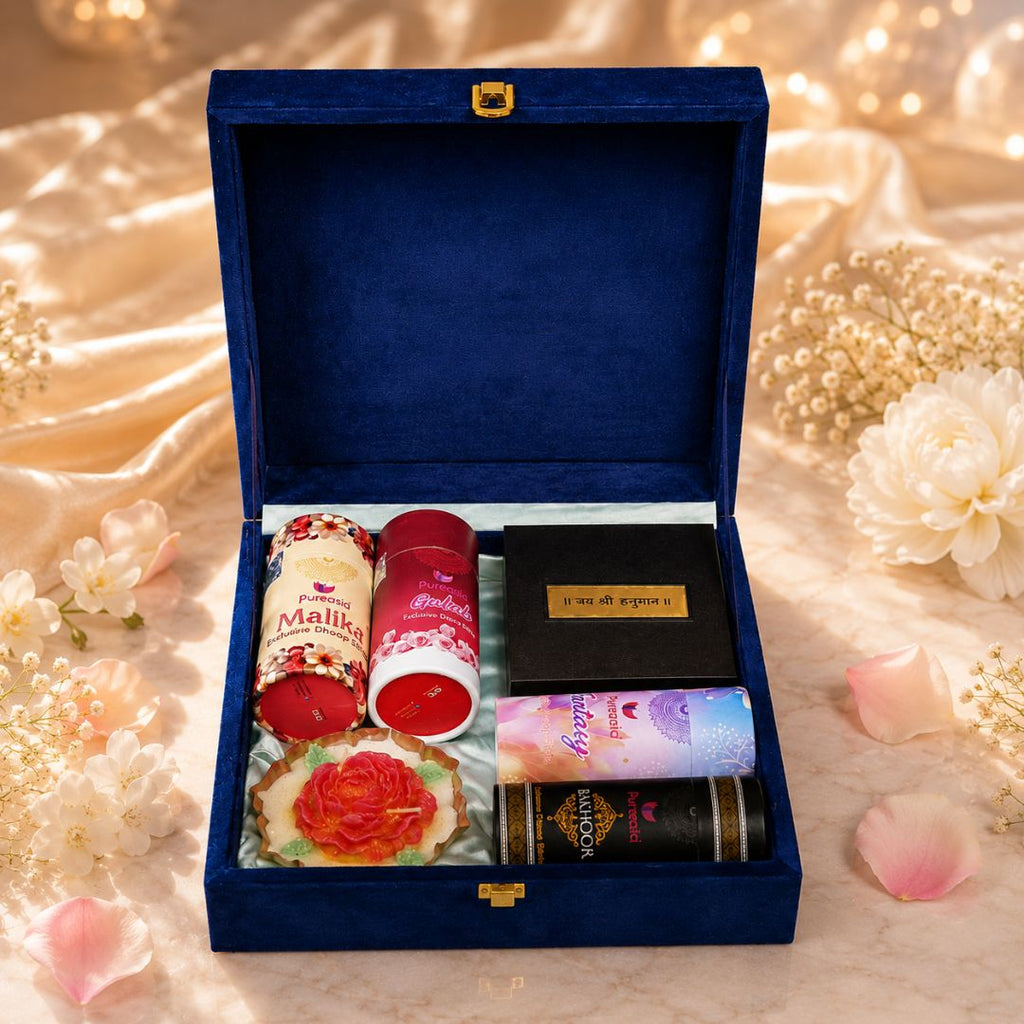 Pureasia Luxury Fragrance & Spiritual Gift Box with Candle, Dhoop & Divine Décor
