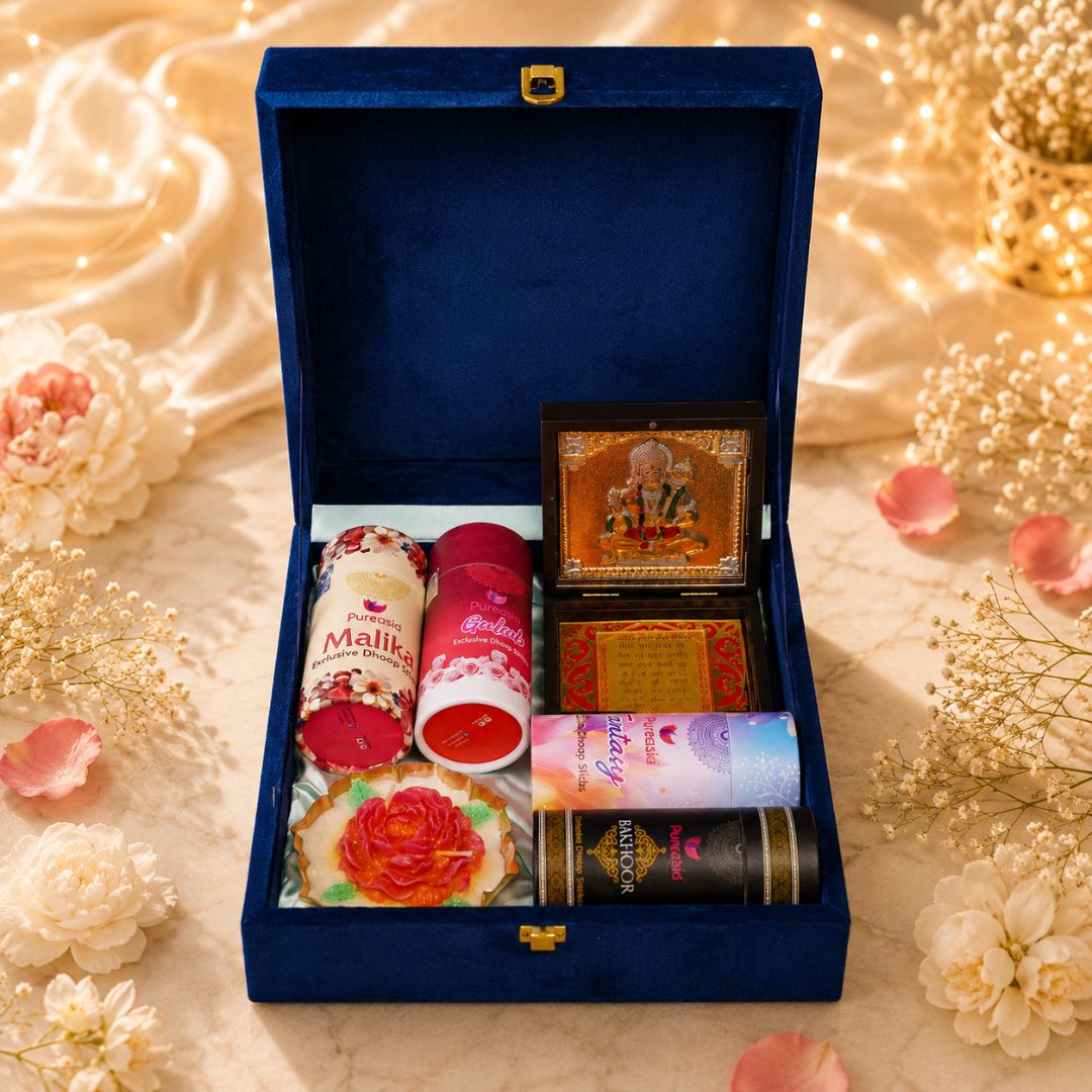 Pureasia Luxury Fragrance & Spiritual Gift Box with Candle, Dhoop & Divine Decor