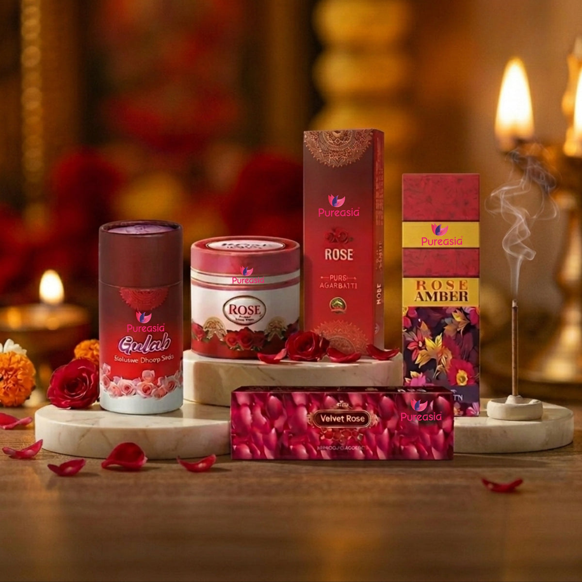 Collect Pure Rose Dhoop Incense Combo Pack | Premium Rose Agarbatti & Dhoop Collect ...