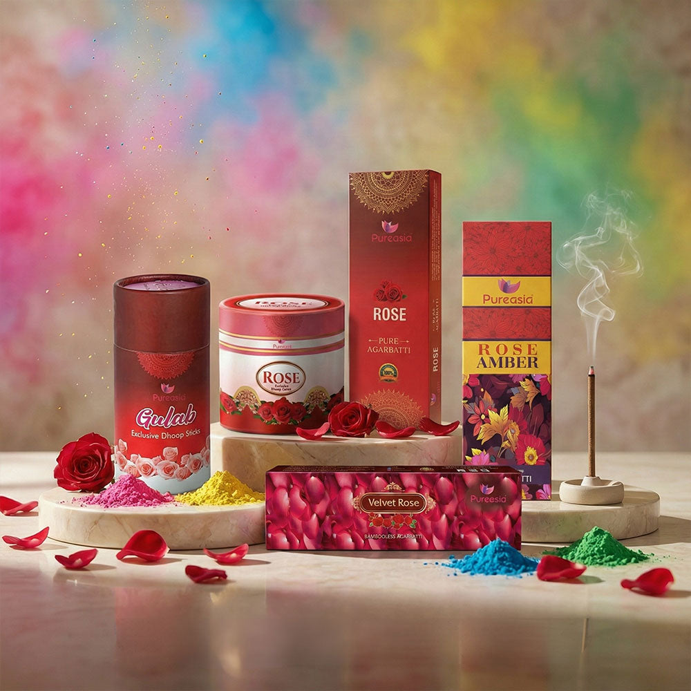 Rose Dhoop Incense Combo Pack | Long Lasting Festive Gift | Pure Asia